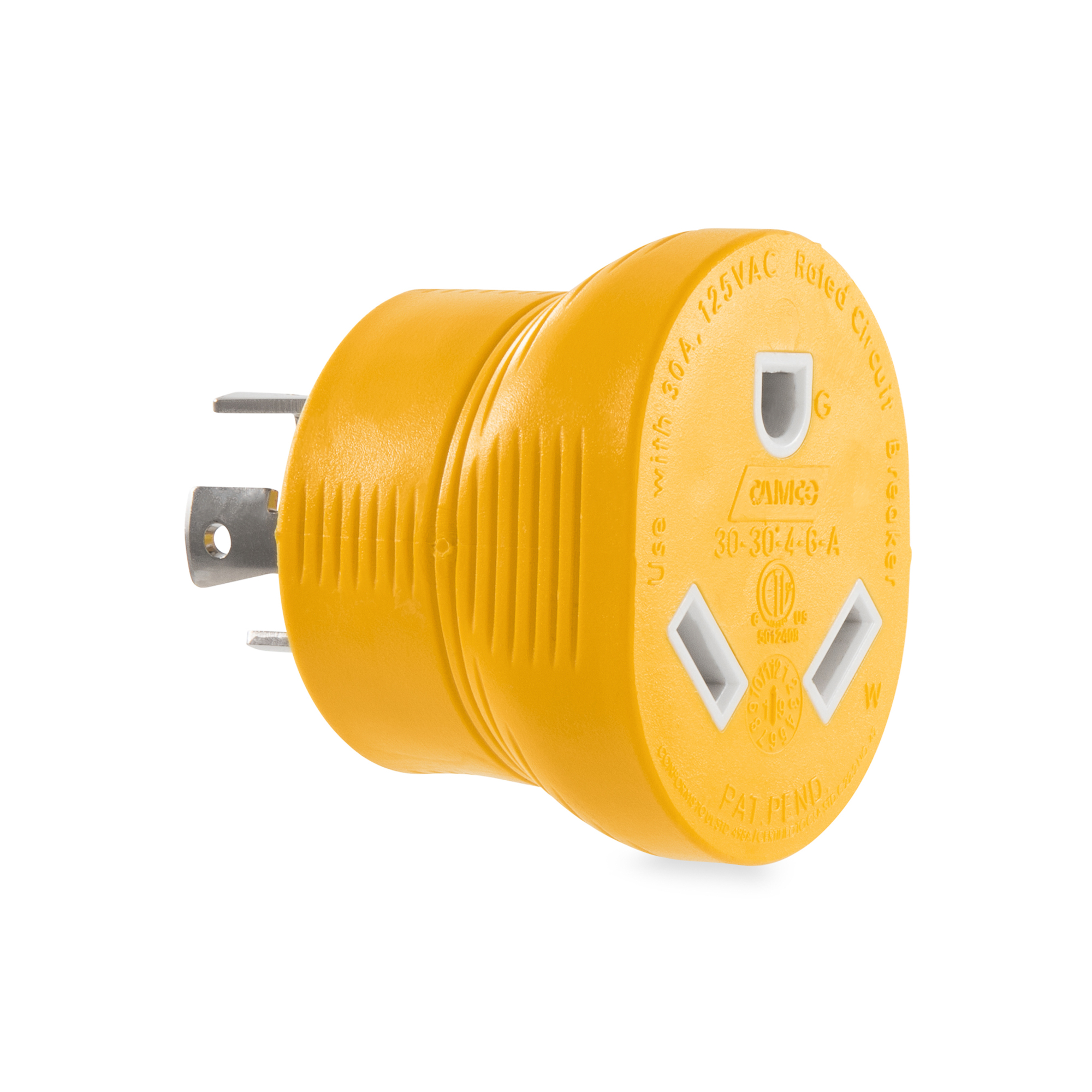 Camco Power Grip Generator Adapter, 30-Amp Locking 4-Prong Male to 30-Amp Female, 10/3-Gauge Wires (125 V / 3750 W)